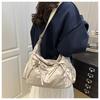 Pleated Bow Knot Tote Bag for Women Cotton Large Capacity Shoulder Crossbody Bag