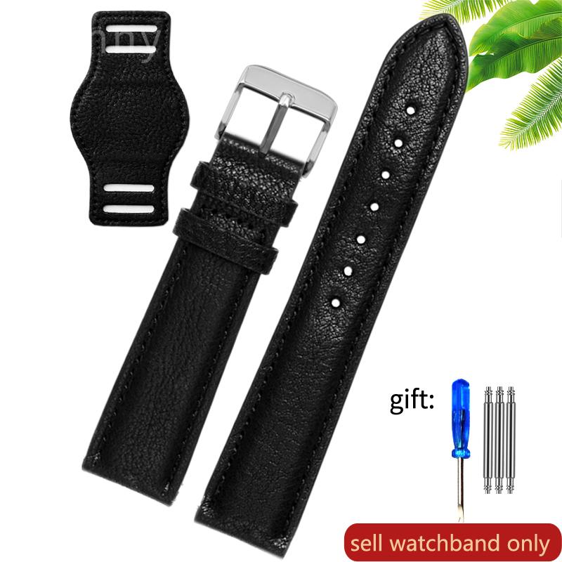 Genuine Leather watch strap for Rolex Green Submariner Omega  timex Vintage plus Tray Men Watch Band 20 22mm