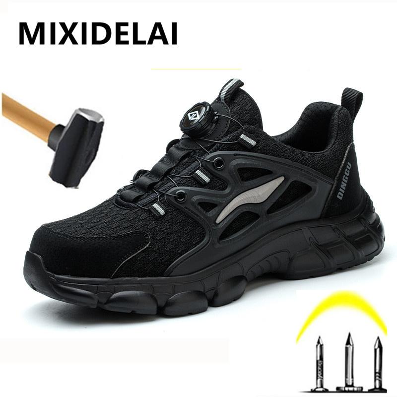 Buty robocze męskie z obrotowym pokrętłem, nowe, bezpieczne, odporne na uderzenia i przebicia, modne buty sportowe męskie, ochronne buty bezpieczne męskie