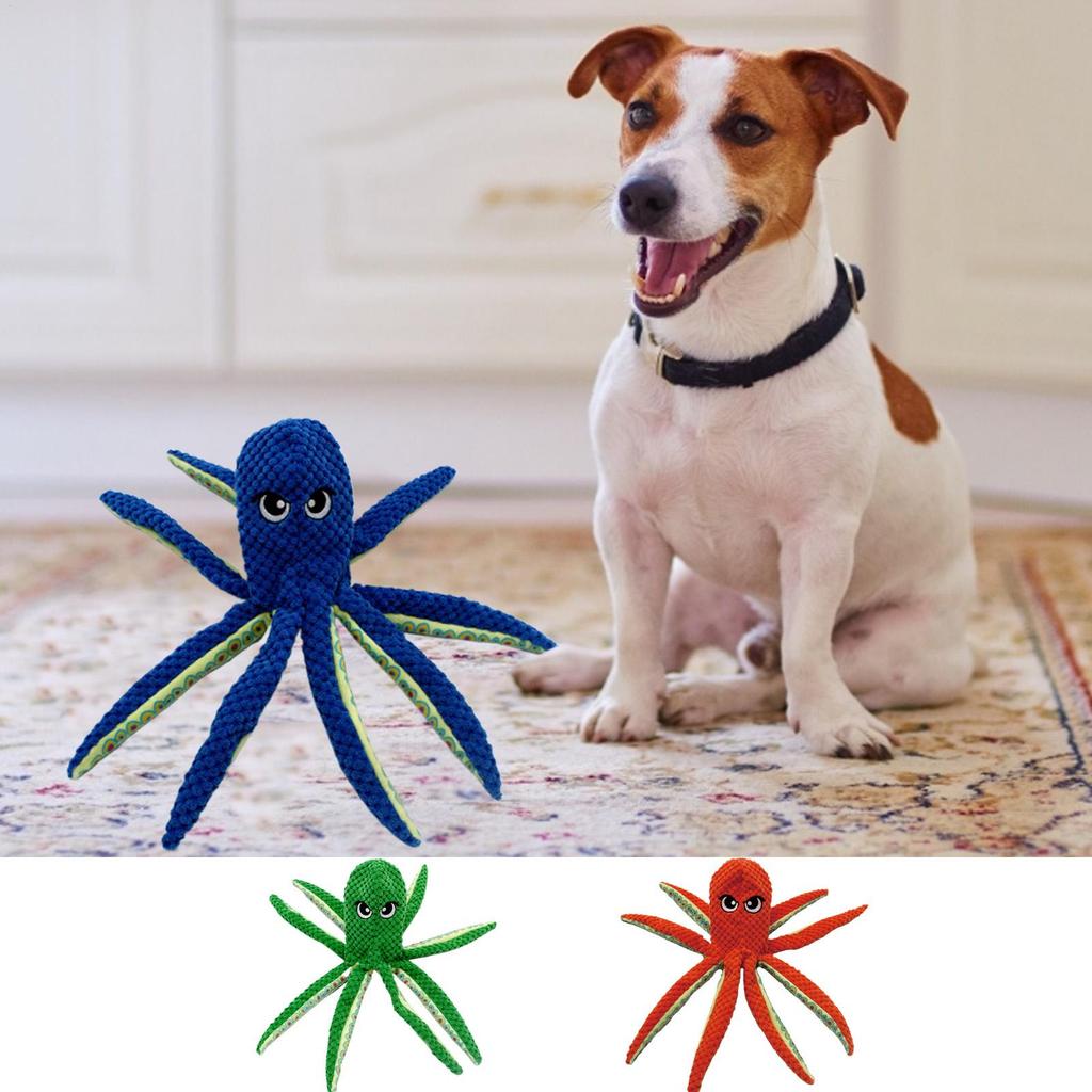Small Squeaky Dog Toys Octopus Shaped Pet Chewer Indoor Pet Chew Doll For Tug-of-War Teething Training Aggressive Chewers