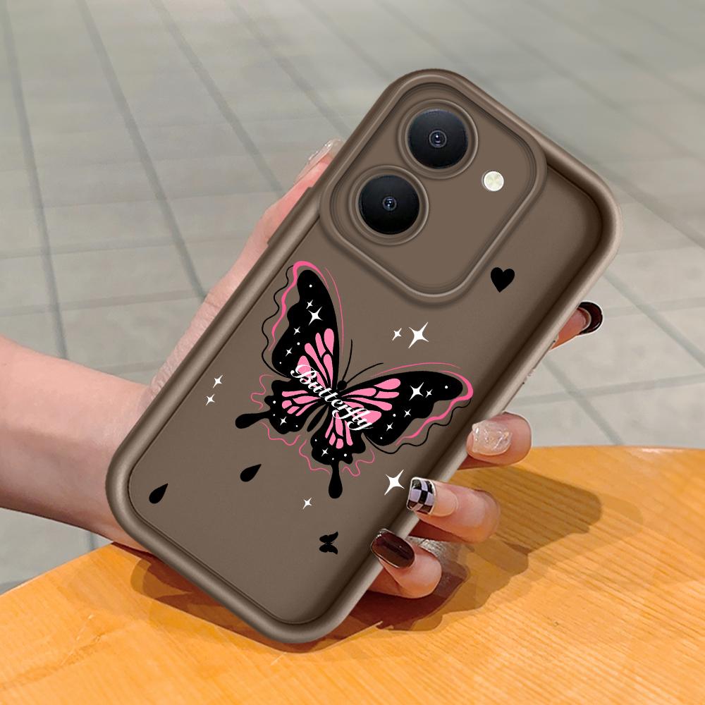 

Мягкий силиконовый квадратный чехол с рисунком лестницы для телефона, полное покрытие, противоударный защитный резиновый чехол для камеры для Vivo Vivo Y36I 5G коричневый