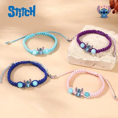 Entzückendes Stitch Cartoon Gewebtes Armband Figurenmuster Armband Geschenk Verstellbare Schnalle Armbänder für Kinder Mädchen Geburtsdatum Geschenk