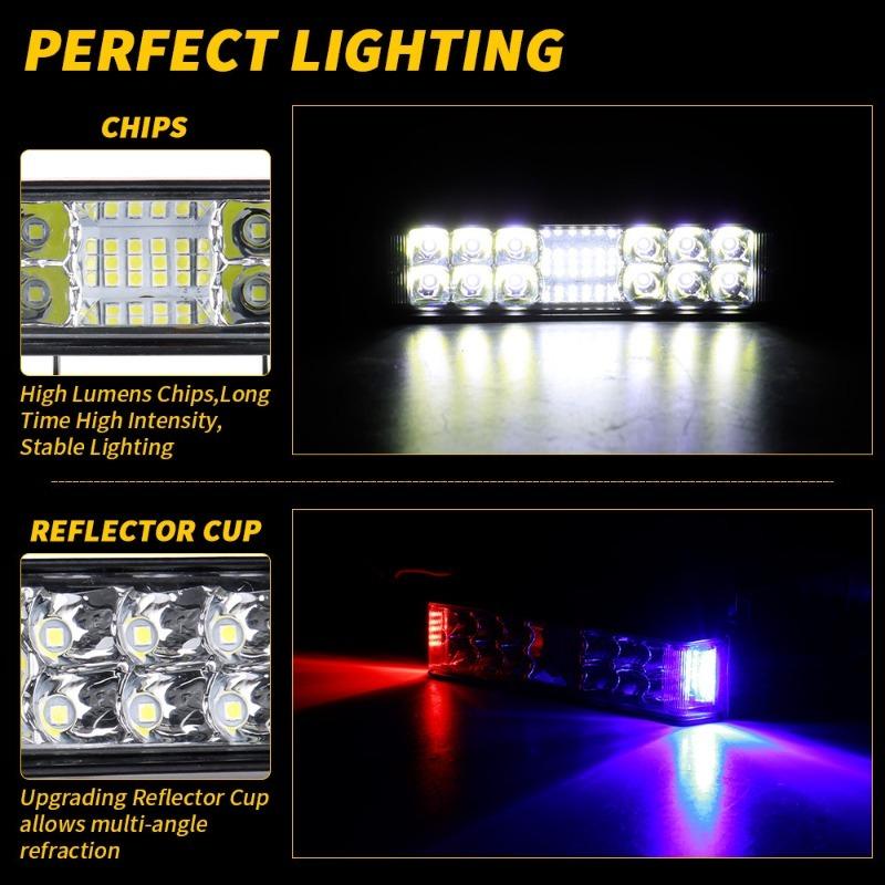Car Led Work Light - Linear Three-sided Illumination White/red/blue Strobe Auxiliary Light 18w 1800lm 9-60V