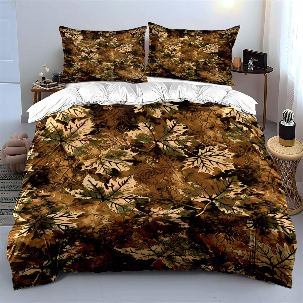 Maple leaves camouflage pattern. Bedding sets Duvet cover sets Duvet covers Pillowcases(1 * Duvet Cover 2 * Pillowcases without duvet insert)