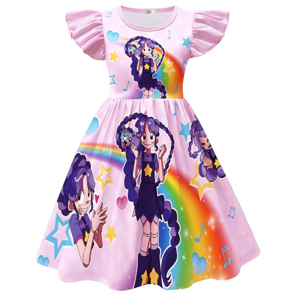 

88463 Kid Girls Lily Lovebraids Music Printed Ruffle Dress 110cm