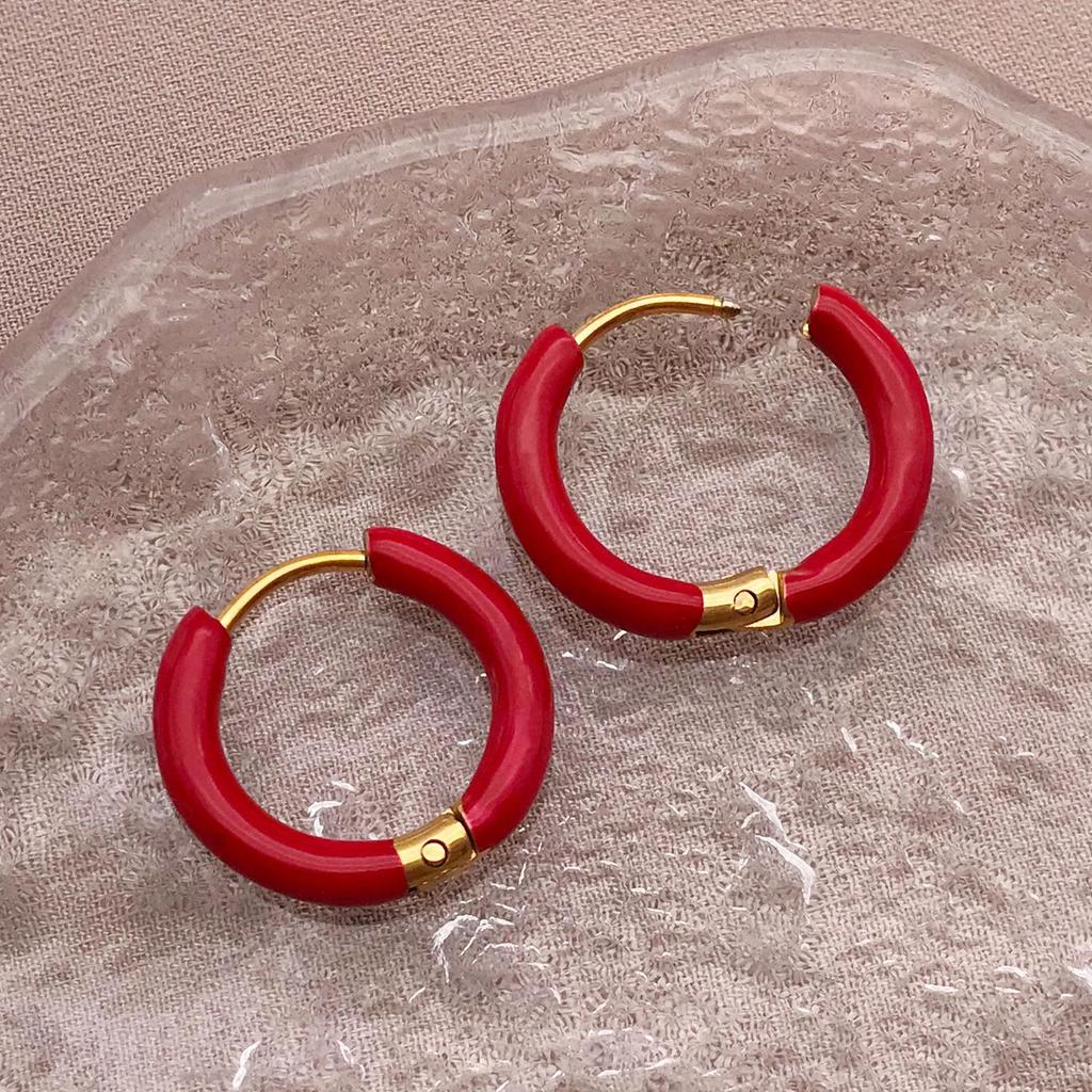 European Style Enamel Circle Earrings: High-End Versatile Women's Ear Jewelry