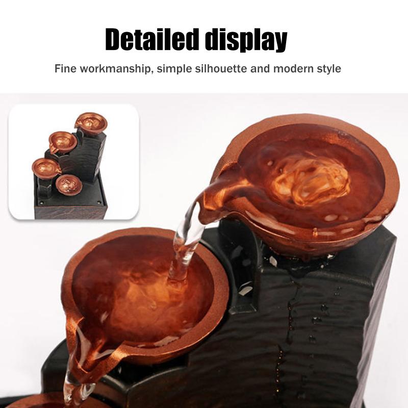 Tabletop Fountain Small Waterfall Fountain Desktop Decor With Light And Pebble Usb Powered Sound Relaxation Fountain Ornament