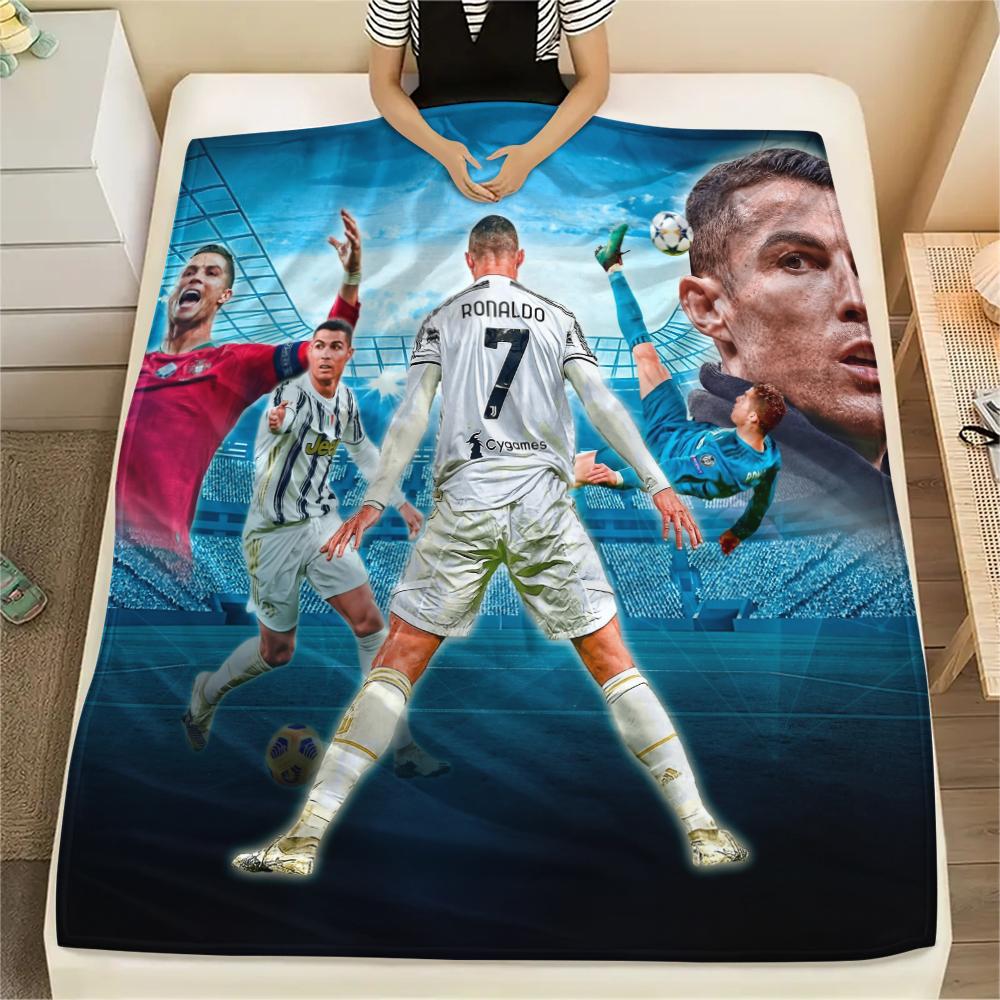 Calcio Ronaldo, coperta in flanella con motivo, alta qualità, confortevole per tutte le stagioni, decorazione per la casa, calore e comfort, perfetta per i regali.