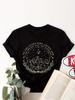 T-shirt da donna con stampa Luna Montagna Girocollo Manica Corta Casual Top Primavera Estate