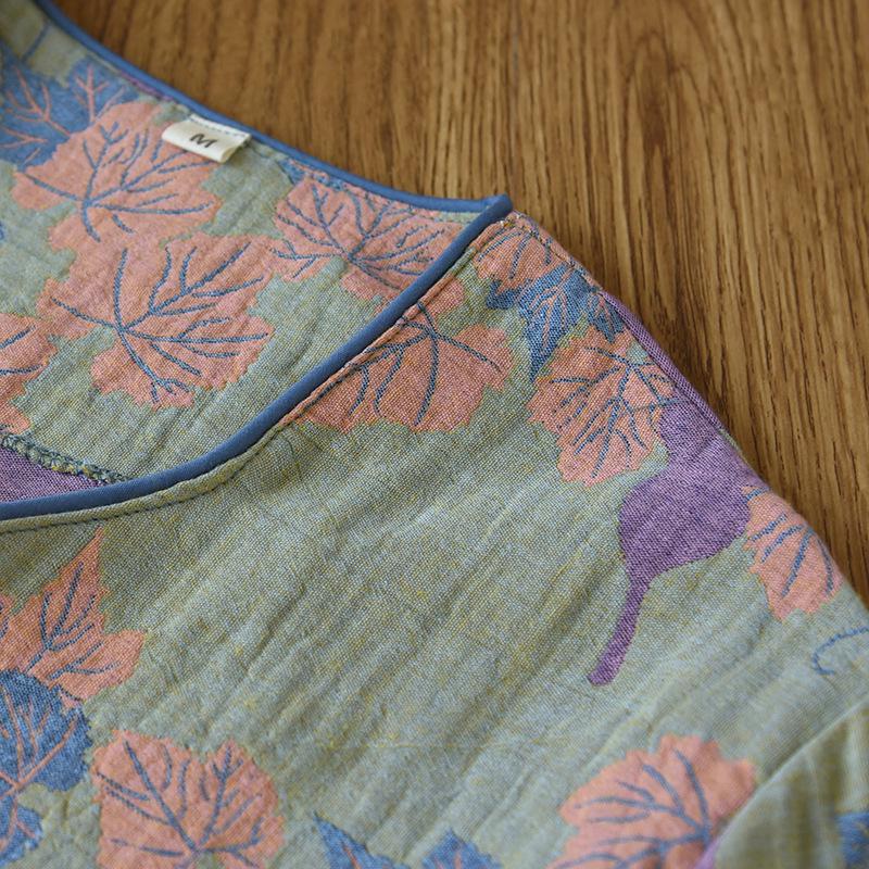 Women's Yarn-Dyed Cotton Pajama Set: Summer Short-Sleeve Top and 7/8 Gauze Pants