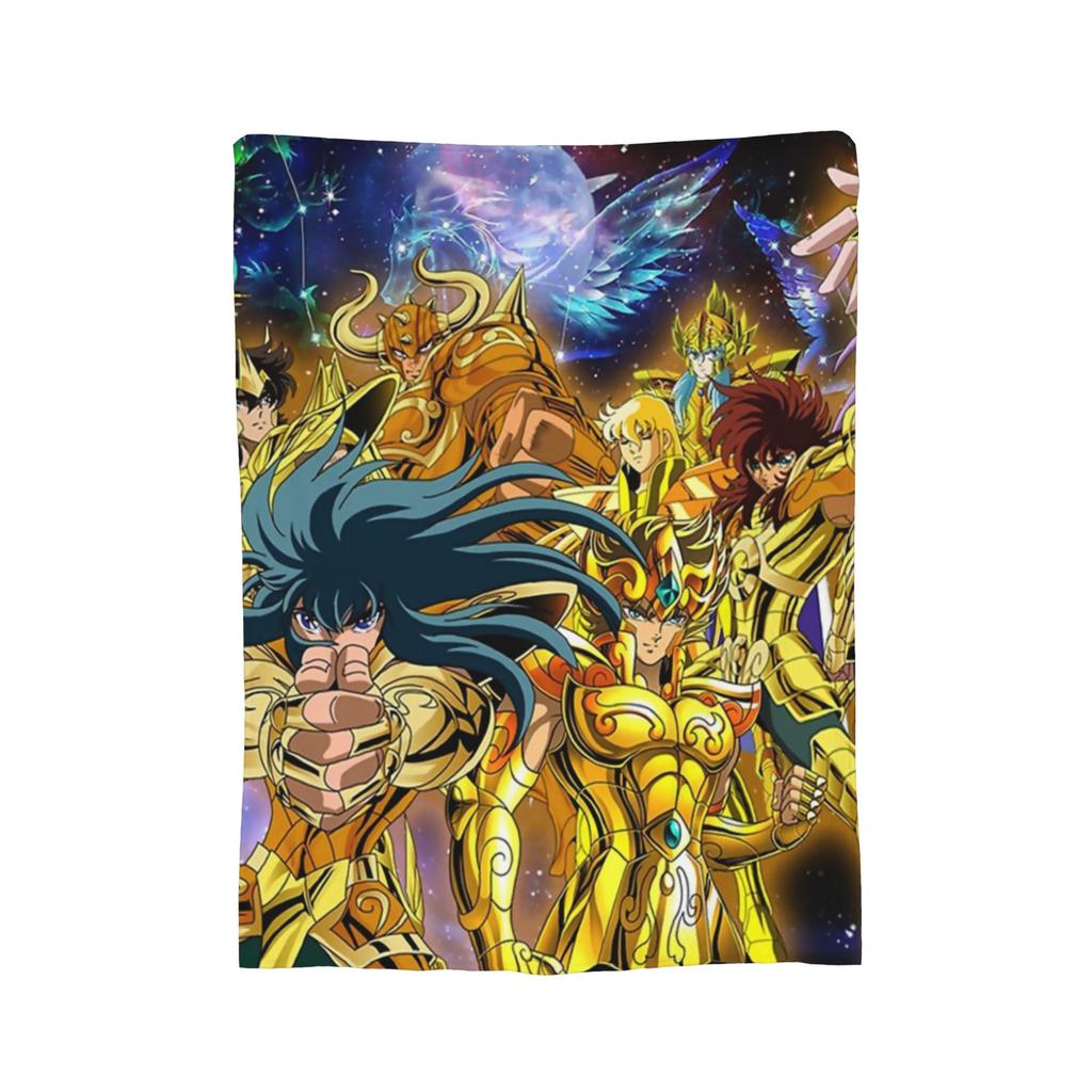 Saints Seiyas Anime Plush Blanket Knights of the Zodiac Awesome Throw Blankets for Sofa Bedding Lounge 150*125cm Bedspread,