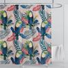 Bohemian Shower Curtain Tropical Jungle Wildlife Bathroom Set Modern Pink Aesthetic Parrot Floral Bathroom Curtain With Hooks