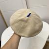 Autumn and Winter Cashmere Knitted Contrasting Colors Tweet Beret Women's Literary Fashion Elastic Sweat Belt Painter Hat
