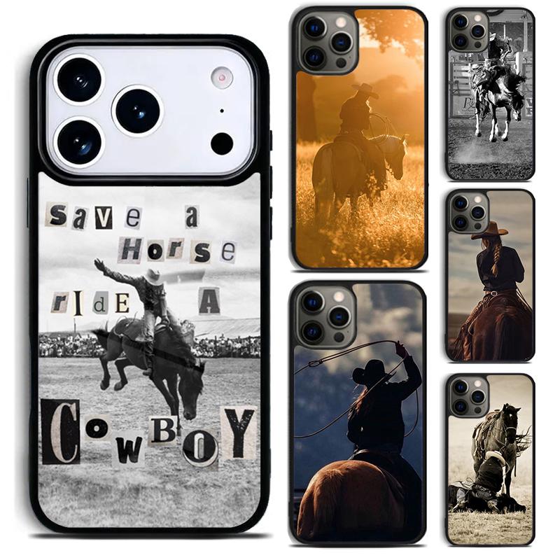 Rider Rodeo Cowgirl Phone Case for iPhone 17 16 15 Pro Max Air 14 13 12 11 Plus Shockproof Capa Cover