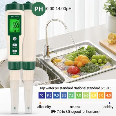Tester pH alimente Aluat Alcalimetru pH-metru 0.00-14.00 Pentru Sol Cosmetic Alimentar Brânză Carne Fructe pH CF Afișaj Dual