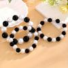 Minimalist Black & White Imitation Pearl High-Gloss Bracelet Set