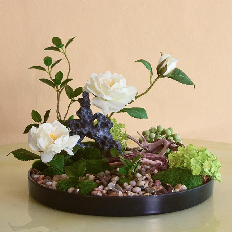 Large Round Table Turntable Centerpiece for Hotel Dining and Private Room Decor - Artificial Flower Art Landscape