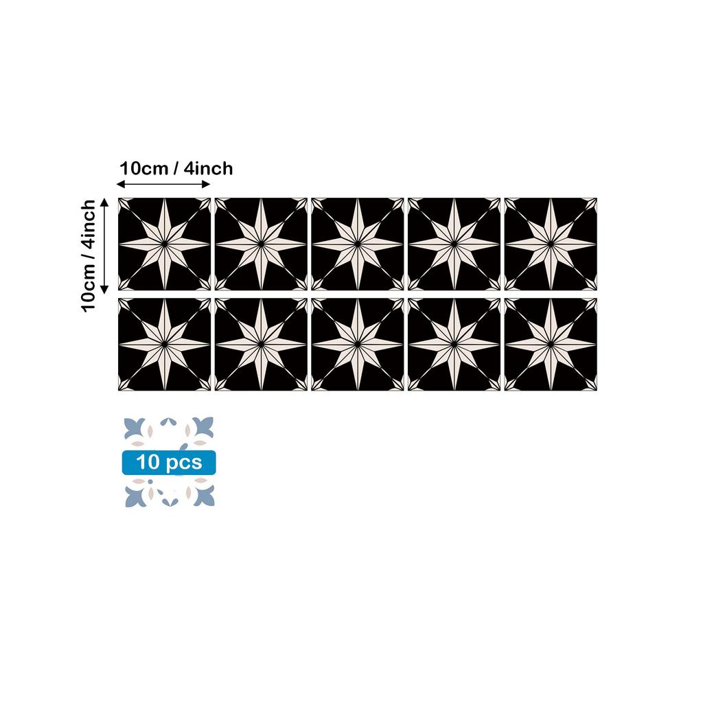 10pcs Bohemian Style Self-Adhesive Tile Wall Stickers,Waterproof Living Room Kitchen Bedroom Wall Decals, Vinyl Wall Stickers, Home Wall Decor