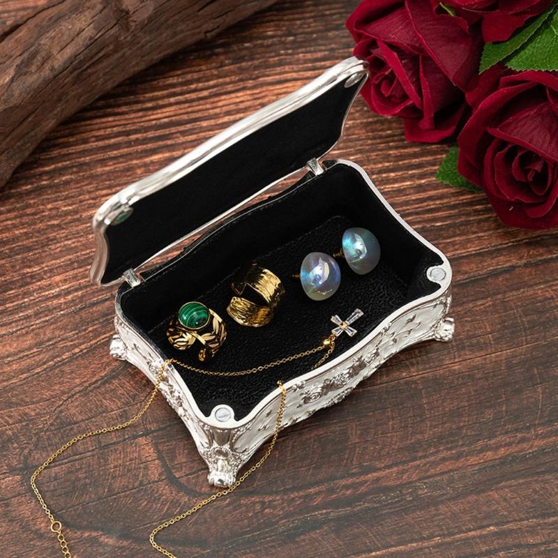 High Quality Zinc Alloy Jewelry Box With Delicate European Engraving Decorative Trinkets Box Ideal For Gift Giving