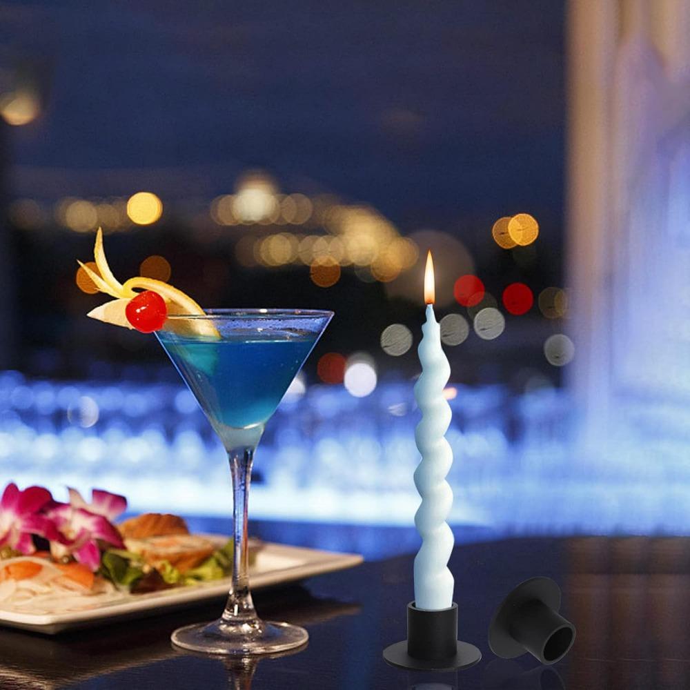 4Pcs Black Iron Candle Holders Taper Decorative Set Vintage Round Candle Holder Party Wedding Valentine's Day Decoration