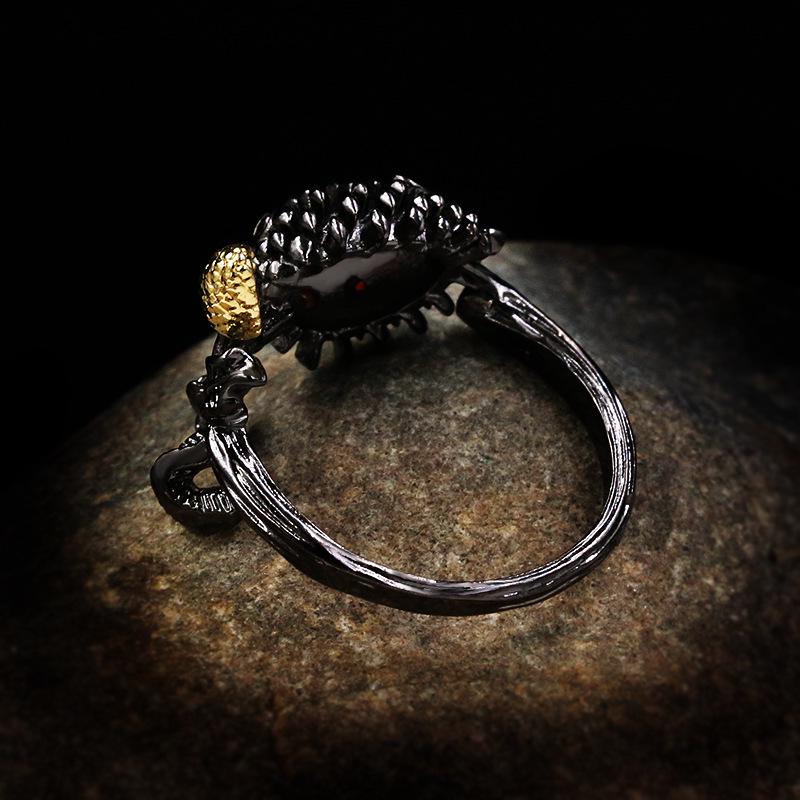 Sterling Silver Ruby Bud Stamen black gold Rings for Women Vintage Wedding Black Gold Ring Italy Jewelry gift