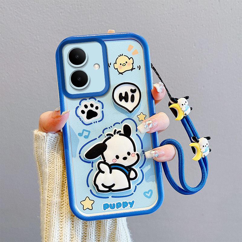 KEYSION Shockproof Case for TECNO Spark Go 2 with Lanyard Soft Silicone Cute 3D Cartoon Doll Phone Back Cover for Tecno Pop 10