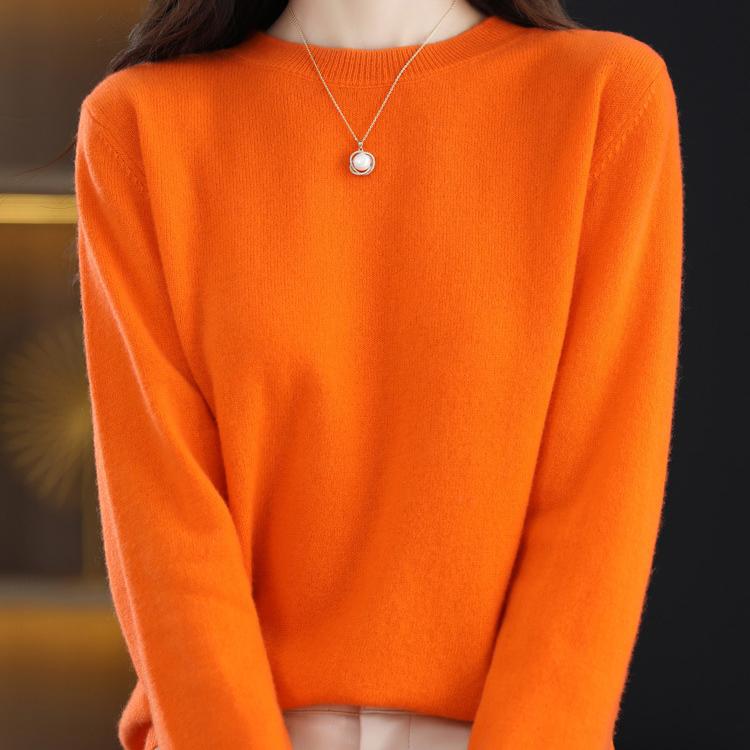 Women's Fashion Casual Solid Color Print Plus Size Autumn Winter Long Sleeve O-Neck Sweaters