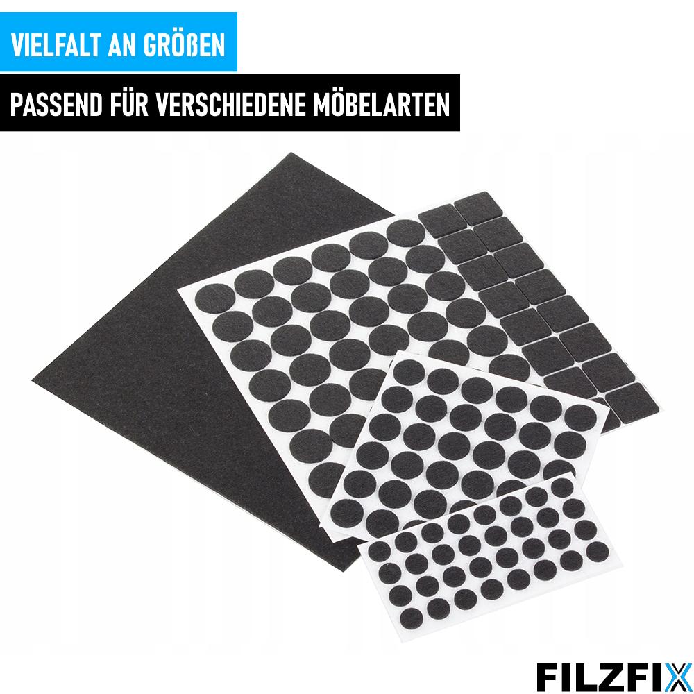 FILZFIX Felt Gliders Black 133 Pcs Furniture Gliders Chair Gliders Self-adhesive