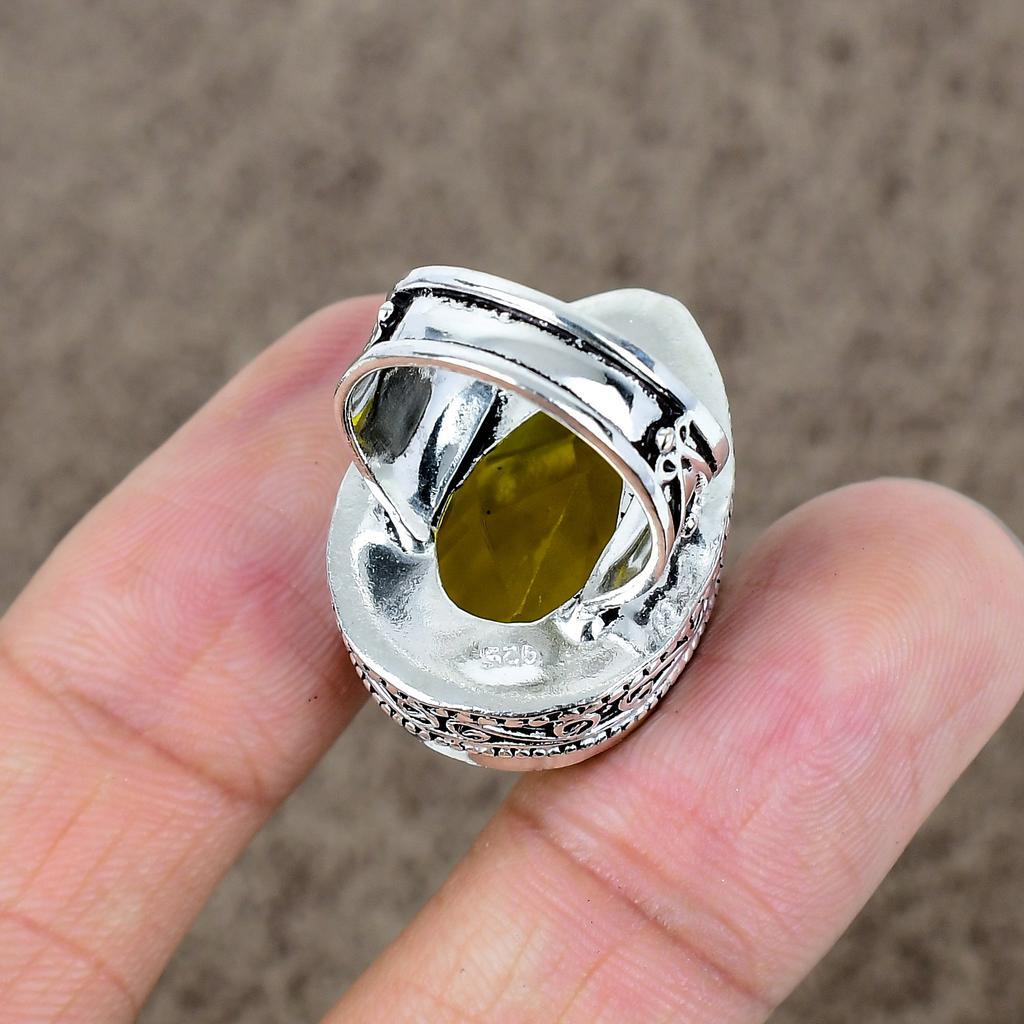 Citrine Genstone Handmade 925 Sterling Silver Jewelry Ring Size 7 KKG-471