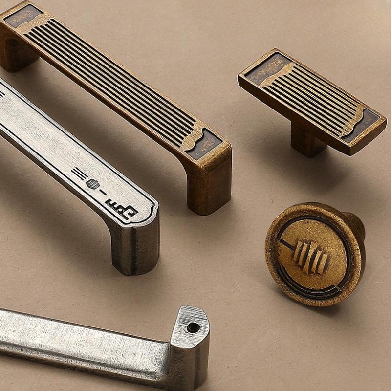 Modern Simple High-End Antique Brass Cabinet Door Handle Light Luxury for Wardrobe Shoe Cabinet - Vintage Style Hardware