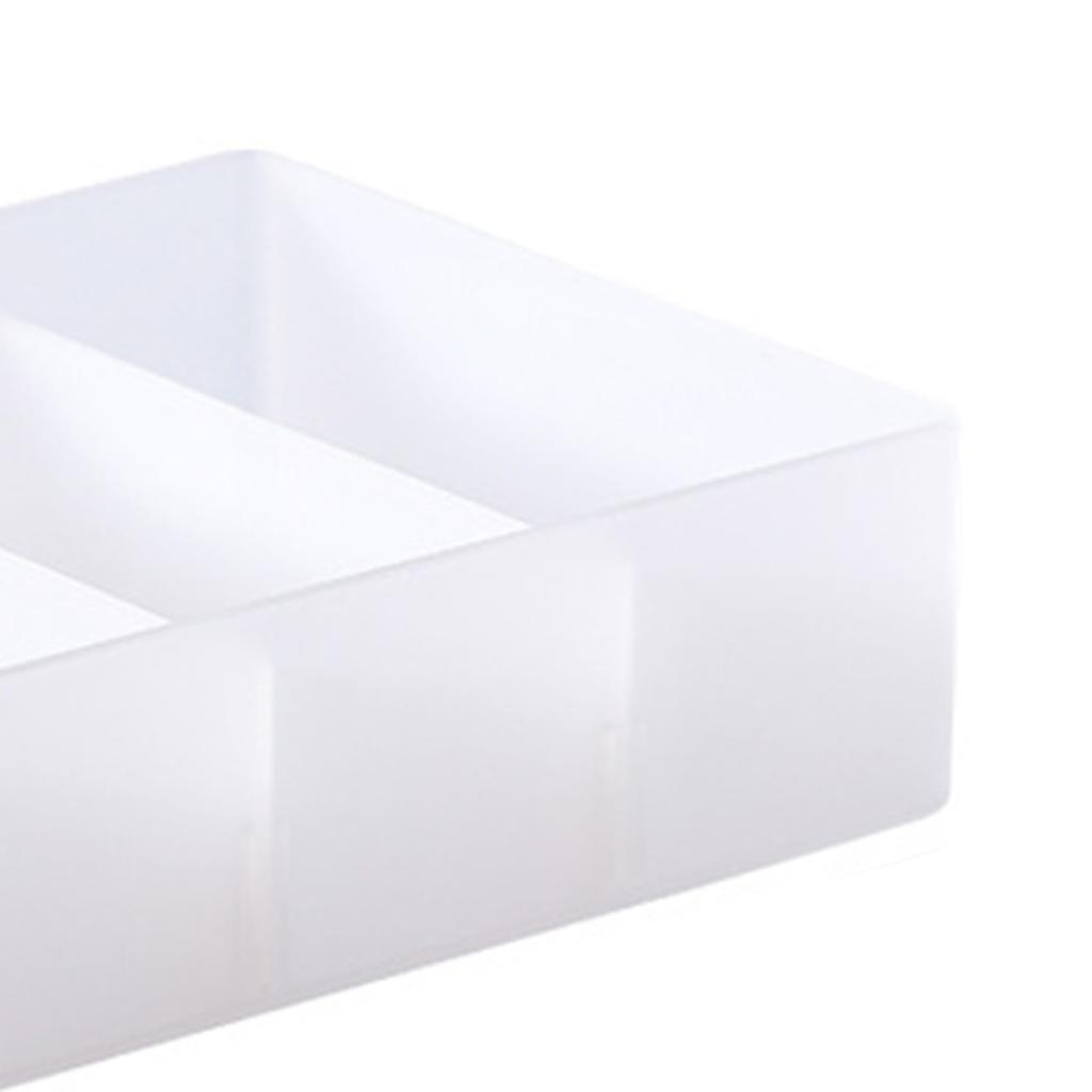 4 Section Drawer Organizer Tray with Removable Partition Stackable Translucent Plastic Divided