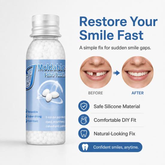 Solid Tooth Shape Freely Repair Beads Healthy False Teeth Glue Denture Gel