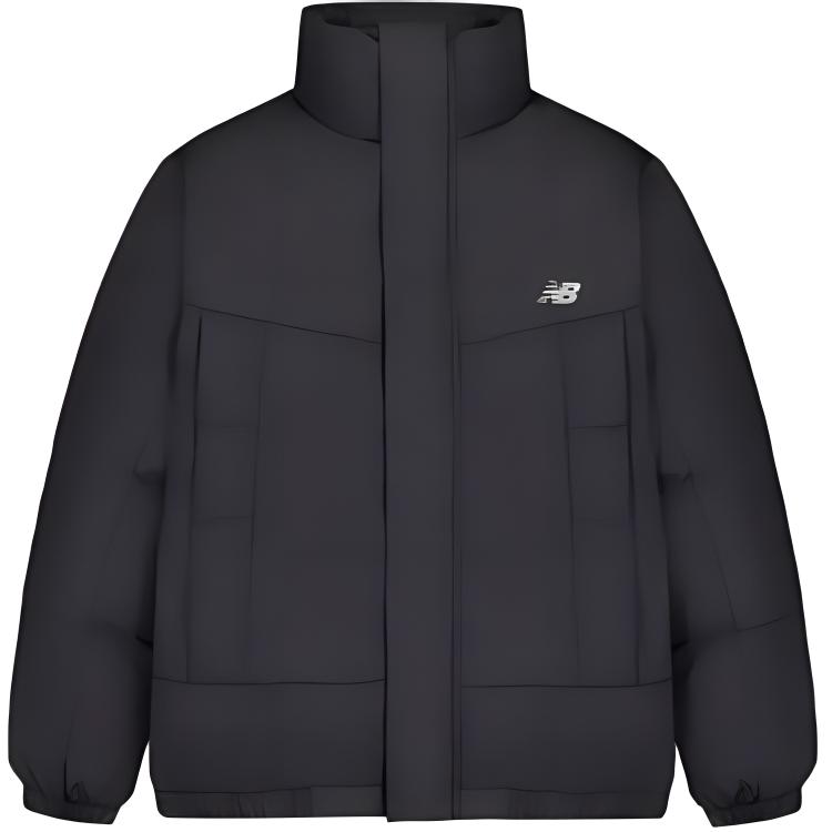 

New Balance Solid Color Comfortable Loose Fit Stand Collar Fleece Lined Long Sleeved Down Jacket Unisex Black AMJ43361-BK XS
