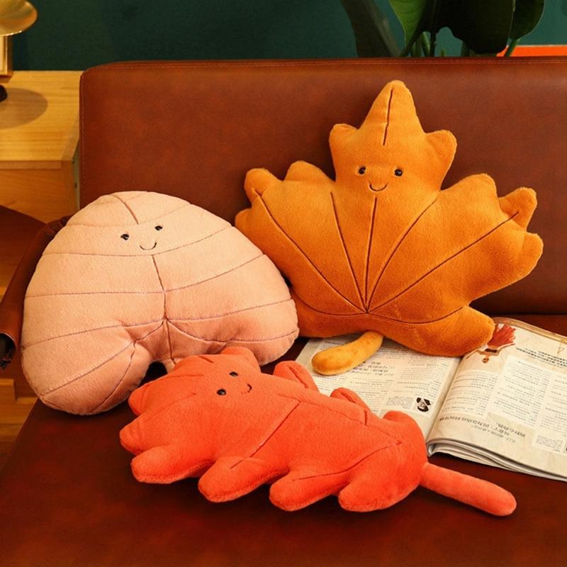 Green Plant Plush Doll  Leaf Shaped Pillow Soft and Comfortable Cushion for Relaxation Fun Home Decor