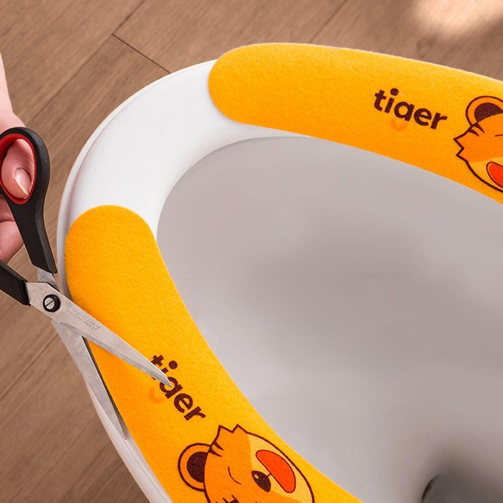 Universal Toilet Seat Cover Soft Warmer Toilet Pad Cushion Cartoon Washable Toilet Sticky Seat Pad Four Seasons