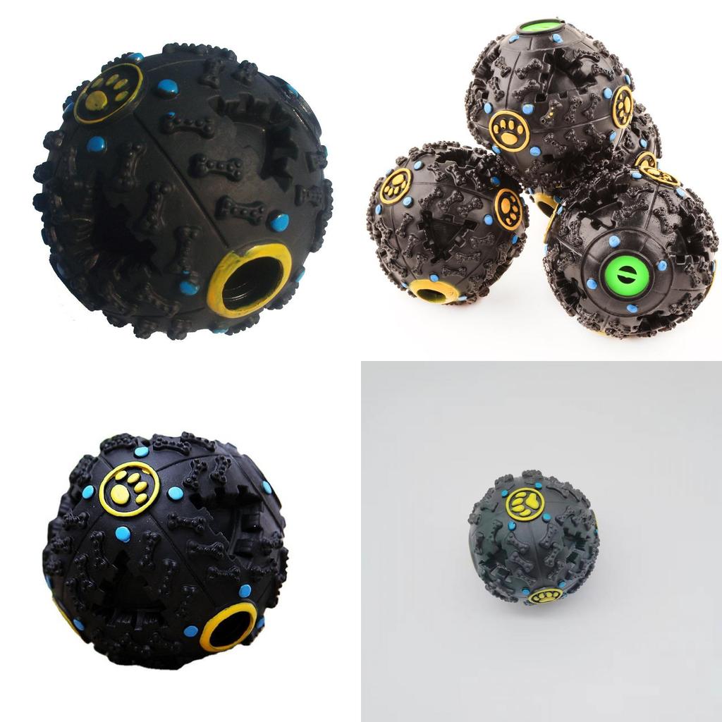 Exciting Black Squeaky Treat Dispensing Ball For Dogs Perfect For Chewing And Dental Health