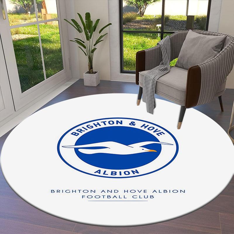 Brighton & Hove Albion Round Area Rug,Carpet Rug for Living Room Bedroom Sofa Playroom Decor,Non-slip Floor Mat
