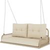 Hollywood Swing 2-Seater, Rattan Garden Swing with Cushions, Chains, Up To 240 Kg, 115 X 66 X 44 Cm, Beige