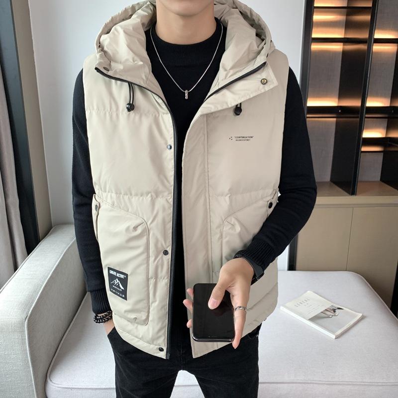 New winter down jacket vest for men, short hooded, new national standard down jacket, thickened and warm