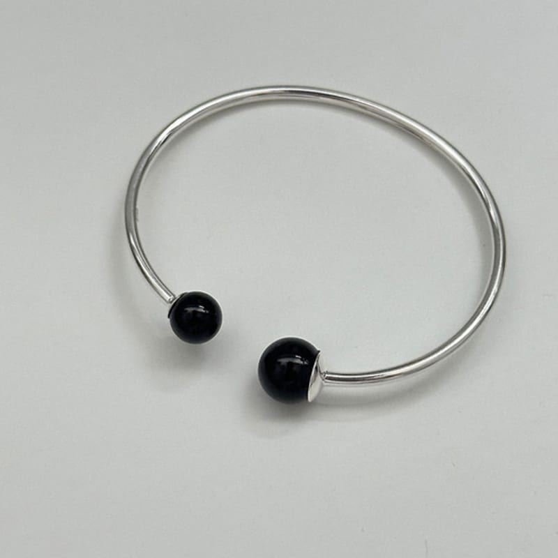 Mosxe [925silver] Two Ball Onyx Bangle