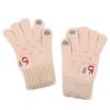 Korean Style Christmas Embroidered Warm Wool Touchscreen Gloves for Men and Women