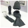 Autumn Winter Knit Hat Scarf Gloves Travel Set