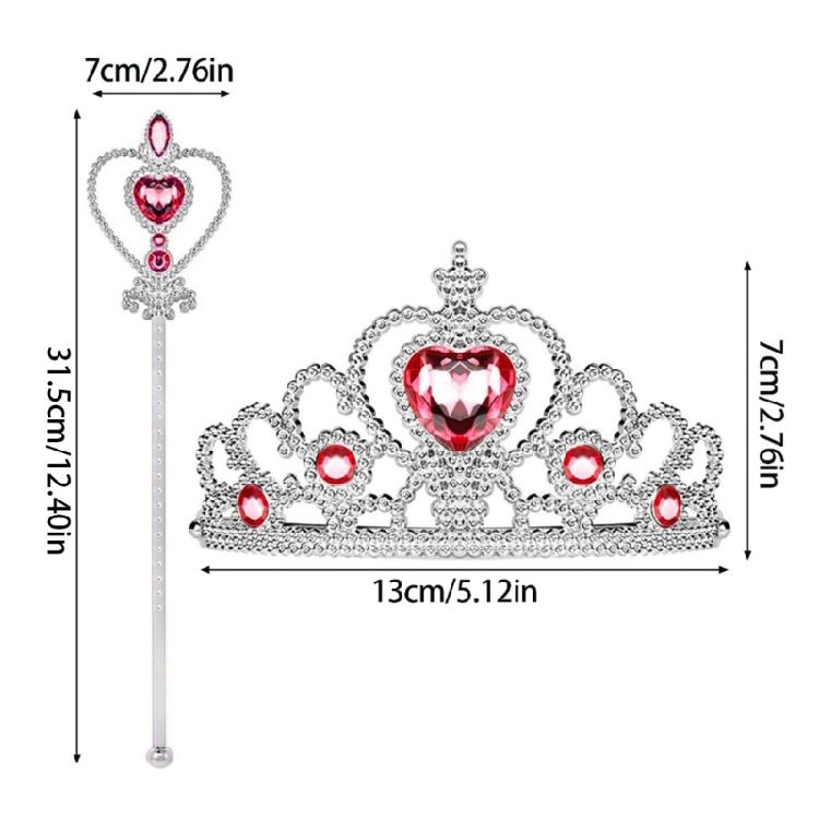 2Pcs Princess Costume Toy Princess Dress Up Accessories with Princess Crown Magics Wand for Halloween Birthday Party