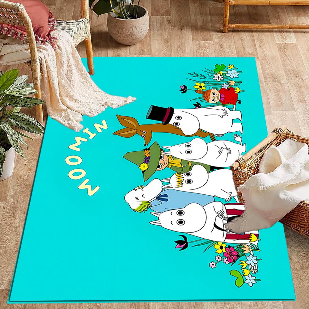 Tappeti Antiscivolo a Tema Avventura della Famiglia Moomin - Arredamento per la Casa in Poliestere, Adatti per Camere da Letto, Soggiorni, Ingressi, Studi e Decorazioni