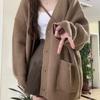 Herbst Winter Frauen Strickjacke Pullover Mäntel Mode Weibliche Langarm V-ausschnitt Lose Gestrickte Jacken Casual Pullover Strickjacken