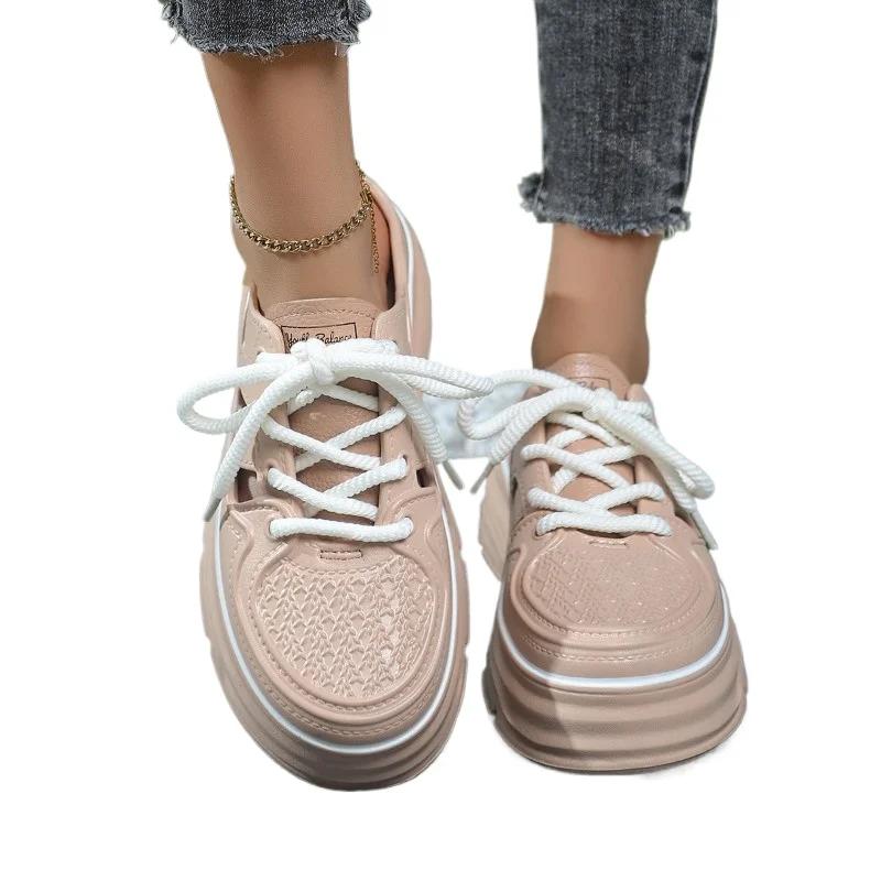 Fashion 2025 Brand Shoes Female Closed Toe Women's Slippers Fashion Front Lace-up Outdoor Casual Best Seller New Sweet Platform Slippers