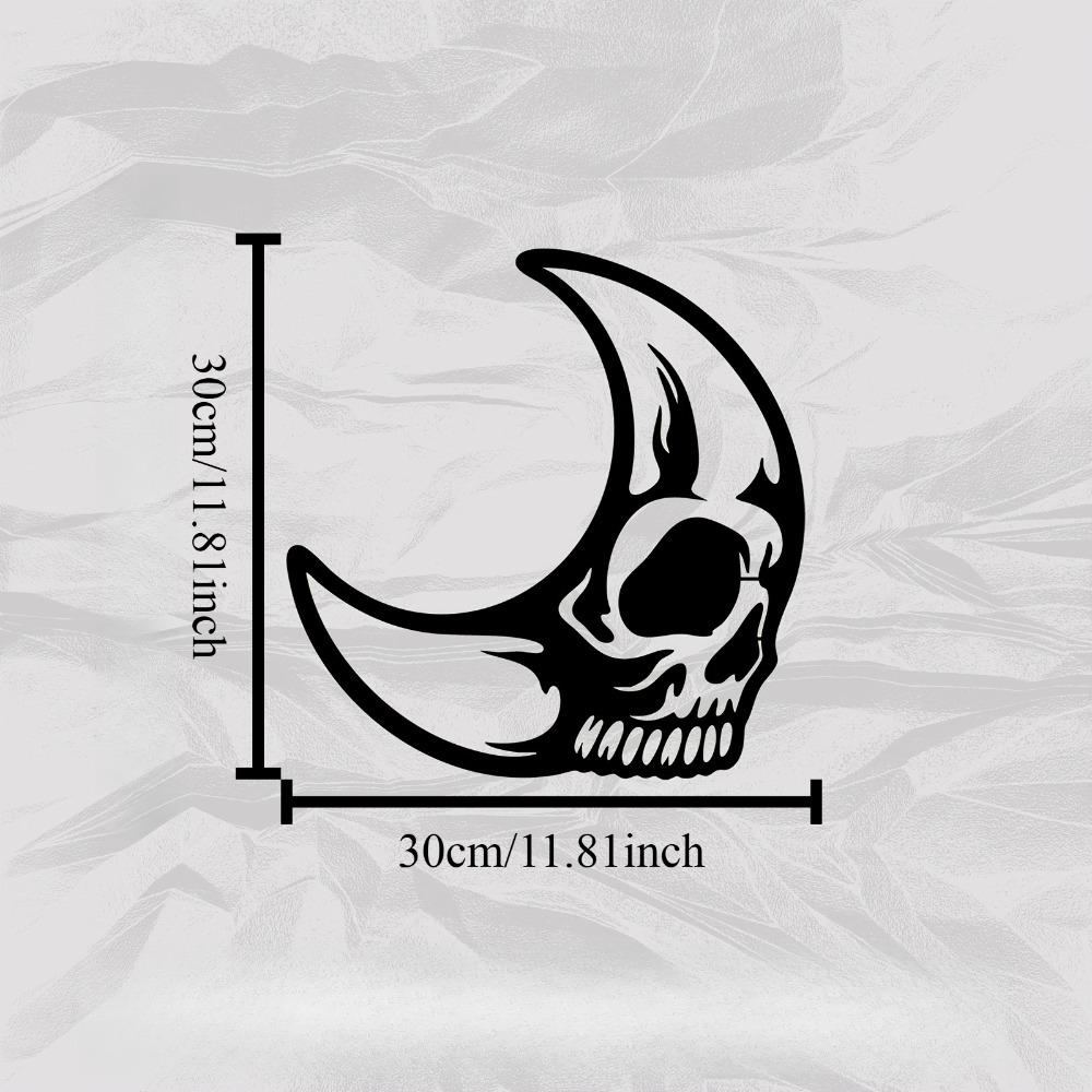 

Skull Moon Metal Wall Art Gothic Sculpture Rust Resistant Halloween Day of Dead Decor for Garden Indoor Outdoor 1pc 12in