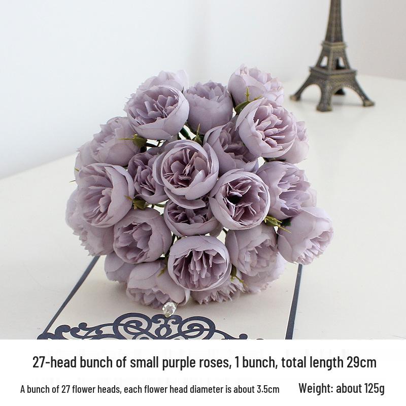 27 Boccioli di Camelia e Rosa Bouquet da Sposa - Fiori Artificiali in Seta per Matrimoni e Celebrazioni