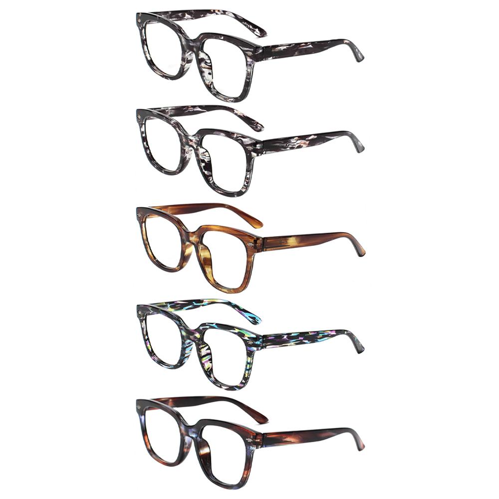 

Turezing 5 Pack New Reading Glasses For Men And Women Clear Lenses Spring Hinge Diopter +0.5+1.0+3.0+5.0+6.0 1.75