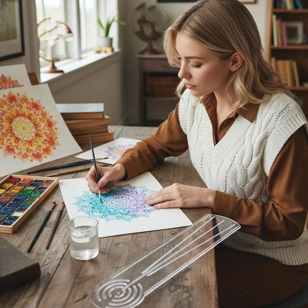 Durable Mandala Drawing Stencil Acrylic Drawing Template School Math Craft Project
